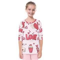 Hand Drawn Valentines Day Element Collection Kids  Quarter Sleeve Raglan Tee