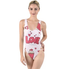 Hand Drawn Valentines Day Element Collection High Leg Strappy Swimsuit