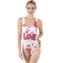 Hand Drawn Valentines Day Element Collection High Leg Strappy Swimsuit View1