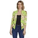 Cute-hand-drawn-cat-seamless-pattern Women s Draped Front 3/4 Sleeve Shawl Collar Jacket View1