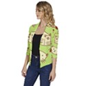 Cute-hand-drawn-cat-seamless-pattern Women s Draped Front 3/4 Sleeve Shawl Collar Jacket View2