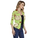 Cute-hand-drawn-cat-seamless-pattern Women s Draped Front 3/4 Sleeve Shawl Collar Jacket View3