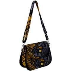 Yin-yang-owl-doodle-ornament-illustration Saddle Handbag by Simbadda