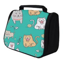 Seamless-pattern-cute-cat-cartoon-with-hand-drawn-style Full Print Travel Pouch (small)