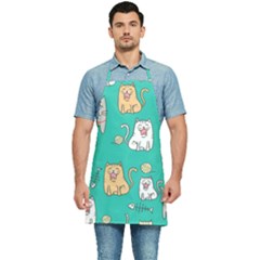 Seamless-pattern-cute-cat-cartoon-with-hand-drawn-style Kitchen Apron