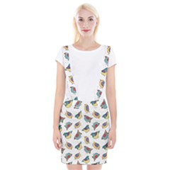 Seamless-pattern-with-hand-drawn-bird-black Braces Suspender Skirt