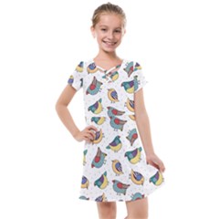 Seamless-pattern-with-hand-drawn-bird-black Kids  Cross Web Dress