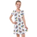 Seamless-pattern-with-hand-drawn-bird-black Kids  Cross Web Dress View1