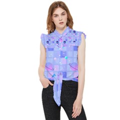 Seamless-pattern-pastel-galaxy-future Frill Detail Shirt