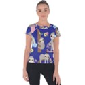 Hand-drawn-cute-sloth-pattern-background Short Sleeve Sports Top  View1