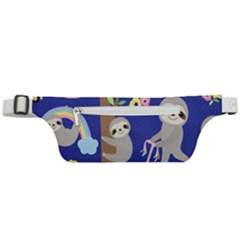 Hand-drawn-cute-sloth-pattern-background Active Waist Bag