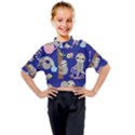 Hand-drawn-cute-sloth-pattern-background Kids Mock Neck Tee View1