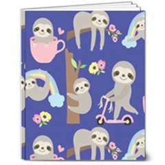 Hand-drawn-cute-sloth-pattern-background 8  X 10  Softcover Notebook