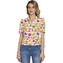 Tropical-fruits-berries-seamless-pattern Puffed Short Sleeve Button Up Jacket View1