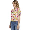 Tropical-fruits-berries-seamless-pattern Puffed Short Sleeve Button Up Jacket View2