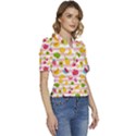 Tropical-fruits-berries-seamless-pattern Puffed Short Sleeve Button Up Jacket View3