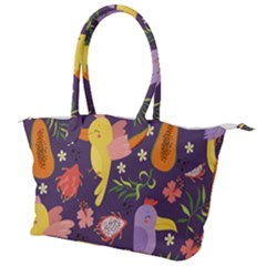 Exotic-seamless-pattern-with-parrots-fruits Canvas Shoulder Bag