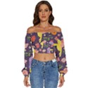 Exotic-seamless-pattern-with-parrots-fruits Long Sleeve Crinkled Weave Crop Top View1