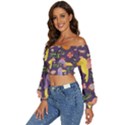 Exotic-seamless-pattern-with-parrots-fruits Long Sleeve Crinkled Weave Crop Top View2