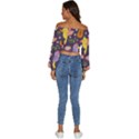 Exotic-seamless-pattern-with-parrots-fruits Long Sleeve Crinkled Weave Crop Top View4