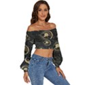 Asian-seamless-pattern-with-clouds-moon-sun-stars-vector-collection-oriental-chinese-japanese-korean Long Sleeve Crinkled Weave Crop Top View3