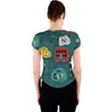 Seamless-pattern-hand-drawn-with-vehicles-buildings-road Crew Neck Crop Top View2