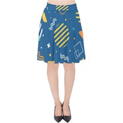 Flat-design-geometric-shapes-background Velvet High Waist Skirt
