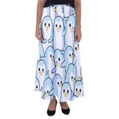 Penguins-pattern Flared Maxi Skirt
