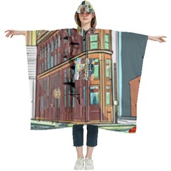 Building Urban Architecture Tower Women s Hooded Rain Ponchos