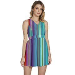 Color Stripes Sleeveless High Waist Mini Dress by Proyonanggan