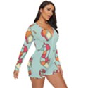 Seahorse Seashell Starfish Shell Long Sleeve Boyleg Swimsuit View3