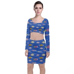 Sea Fish Blue Submarine Animal Top And Skirt Sets