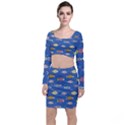 Sea Fish Blue Submarine Animal Top and Skirt Sets View1