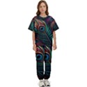 Peacock Feathers Nature Feather Pattern Kids  Tee and Pants Sports Set View1