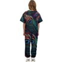 Peacock Feathers Nature Feather Pattern Kids  Tee and Pants Sports Set View4