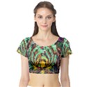 Monkey Tiger Bird Parrot Forest Jungle Style Short Sleeve Crop Top View1