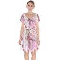 Women with flowers Short Sleeve Bardot Dress View1