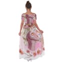 Women with flowers Off Shoulder Open Front Chiffon Dress View2