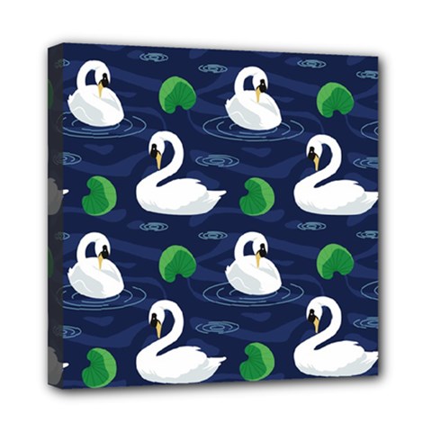 Swan Pattern Elegant Design Mini Canvas 8  X 8  (stretched)