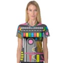 Pattern Geometric Abstract Colorful Arrow Line Circle Triangle V-Neck Sport Mesh Tee View1