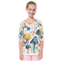 Mushroom Forest Fantasy Flower Nature Kids  Quarter Sleeve Raglan Tee View1