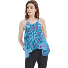 Flower Template Mandala Nature Blue Sketch Drawing Flowy Camisole Tank Top