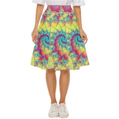 Fractal Spiral Abstract Background Vortex Yellow Classic Short Skirt