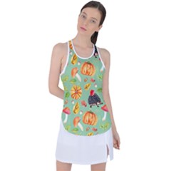 Autumn Seamless Background Leaves Wallpaper Texture Racer Back Mesh Tank Top