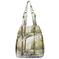 Trees Park Watercolor Lavender Flowers Foliage Center Zip Backpack by Bangk1t