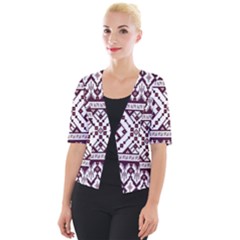 Illustration Ukrainian Folk Seamless Pattern Ornament Cropped Button Cardigan
