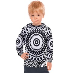 Circular Concentric Radial Symmetry Abstract Kids  Hooded Pullover by pakminggu