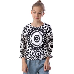 Circular Concentric Radial Symmetry Abstract Kids  Cuff Sleeve Top