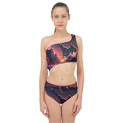 Fire Flame Burn Hot Heat Light Burning Orange Spliced Up Two Piece Swimsuit