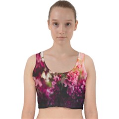 Pink Flower Velvet Racer Back Crop Top